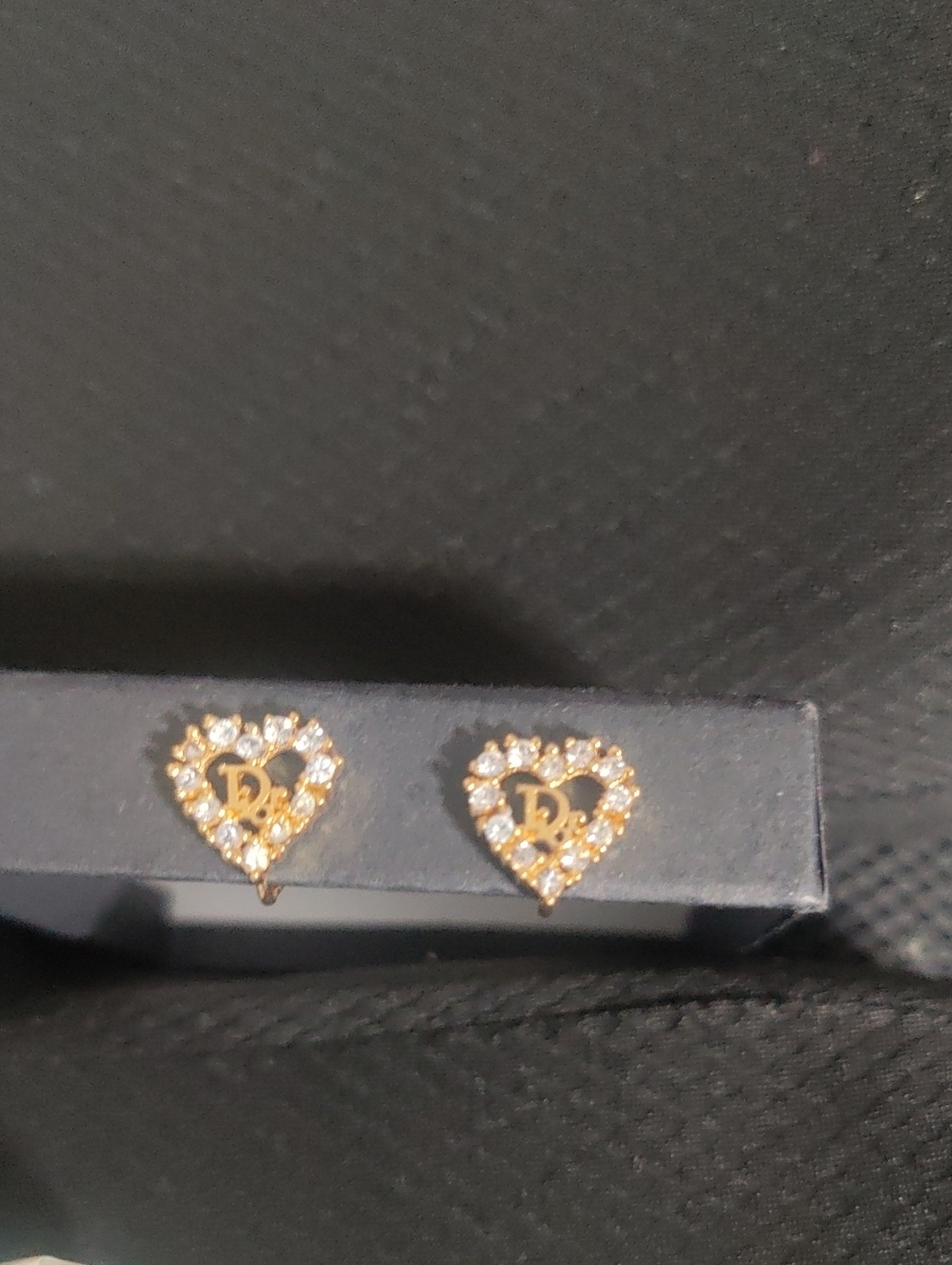 Christian Dior Gold Heart Crystal Clip-On Earrings w/ COA – Vintage HTF Rare - Picture 3 of 12